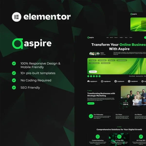Aspire – Modern SEO & Digital Marketing Template for Elementor
